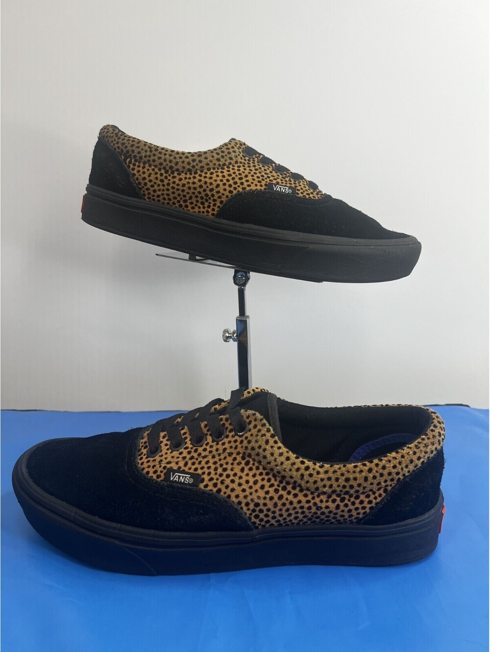 Vans ComfyCush Era Animal Print Black Gold Suede Shoes Men 7.5 Women 9